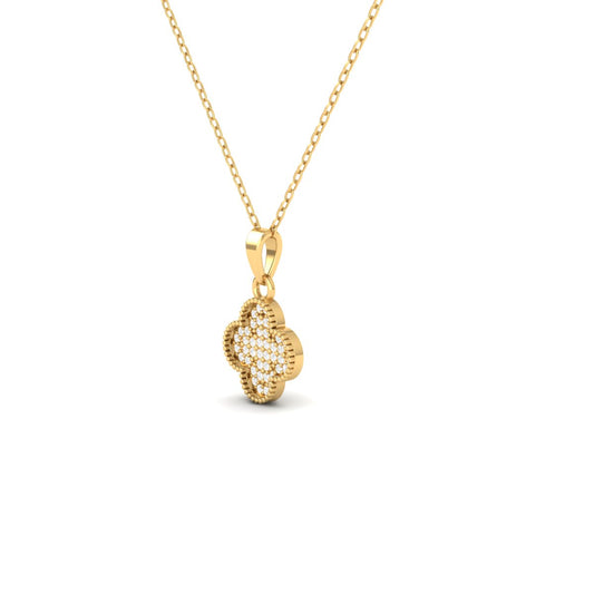 Clover Diamond Pendant Necklace for Women in 18K Yellow Gold Over Sterling Silver