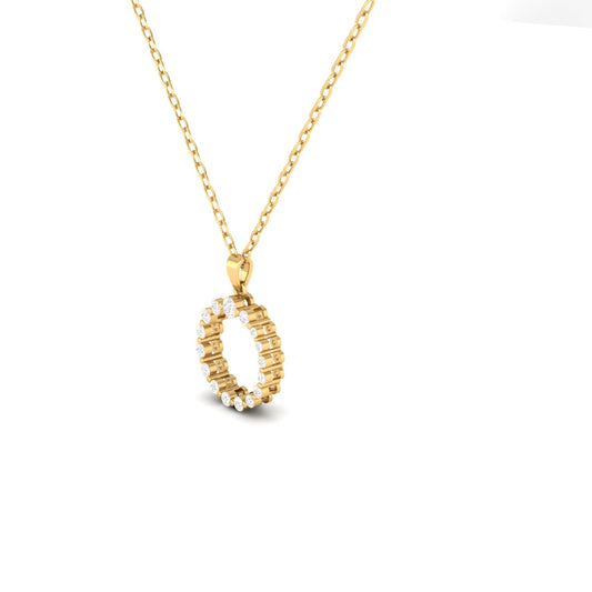 1.25CT Round Cut Diamond Circle Pendant for Women in 18K Yellow Gold Over Sterling Silver