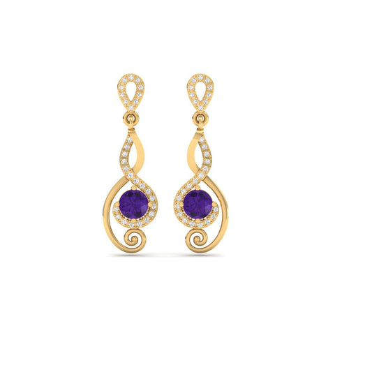 True Elegant Amethyst Moissanite Dangle Earrings In Sterling Silver