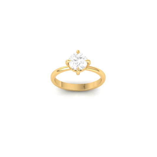 Solitaire Round Cut Engagement Ring, Classic Claw Prong Promise Ring for Women, Dainty Gold Finish Ring, Proposal Gift