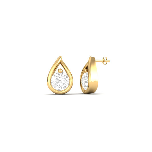 True Elegant Teardrop Moissanite Stud Earrings 18kt Gold Over Sterling Silver