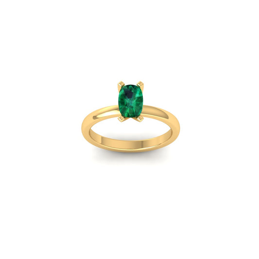 Green Emerald Solitaire Engagement Ring for Women