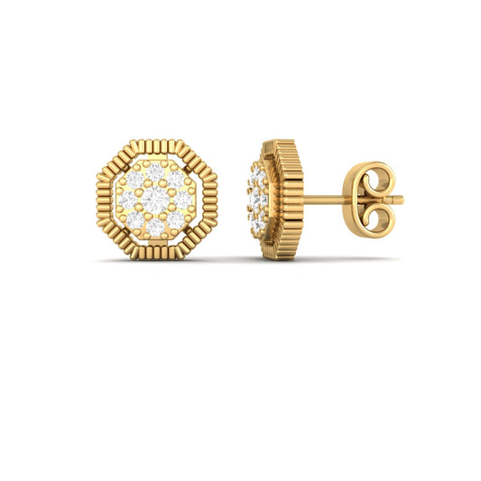 True Elegant Octagon Moissanite Diamond Stud Earrings 18kt Gold Over Sterling Silver