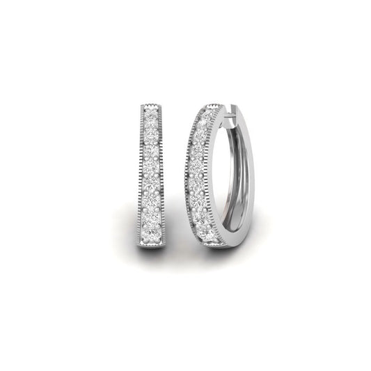1.76 ct. t.w. Diamond Milgrain Hoop Earrings In Sterling Silver