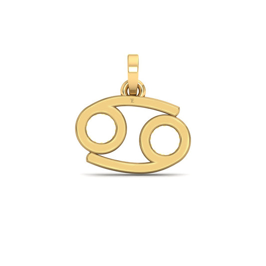 Cancer Zodiac Diamond Pendant Necklace for Women – 18K Yellow Gold Over