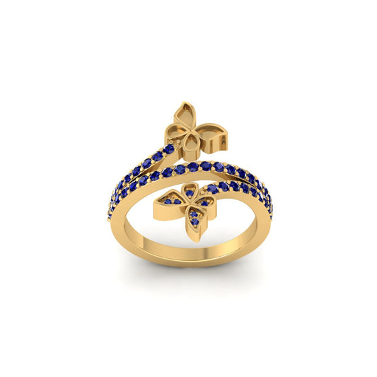 Blue Sapphire Butterfly Engagement Wedding Ring for Women