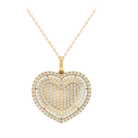 Round Cut Heart Shape Diamond Pendant for Women in 18K Yellow Gold Over Sterling Silver