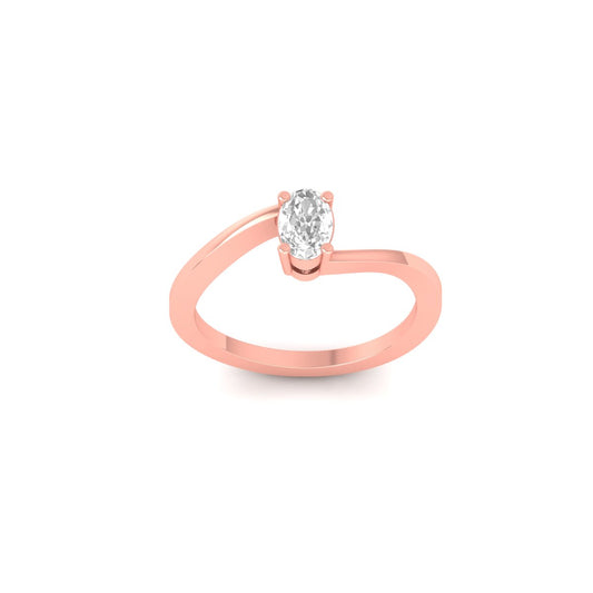 0.35CT Bypass Design Solitaire Diamond Ring, 18kt Yellow Gold Plated, 925 Sterling Silver