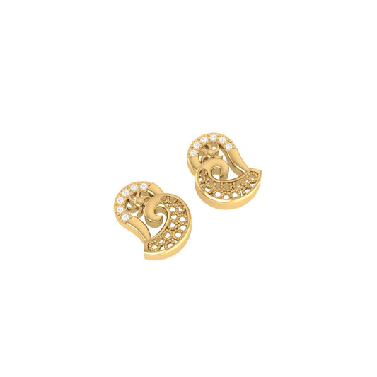 Swirl Diamond Stud Earrings – 18K Yellow Gold Over Sterling Silver