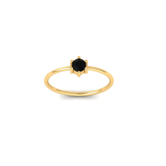 Minimalist Black Onyx Solitaire Ring in 18K Yellow Gold Over