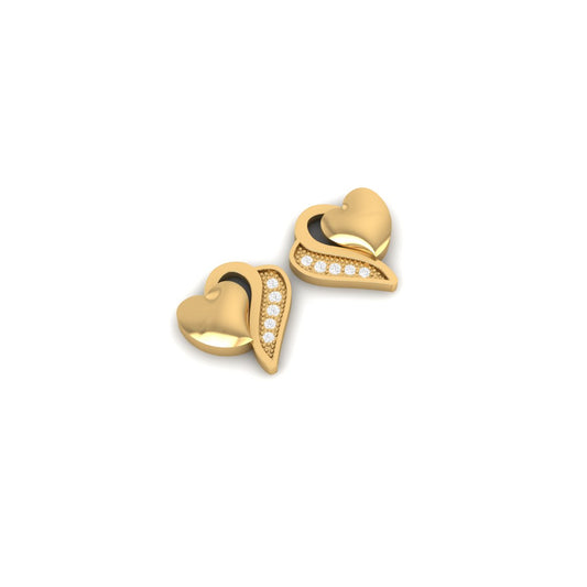 Heart Diamond Accent Stud Earrings – 18K Yellow Gold Over Sterling Silver