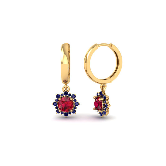 Ruby & Sapphire Dangle Earrings for Women