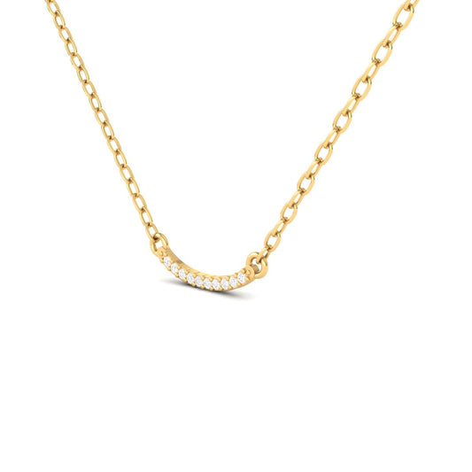 Diamond Curved Bar Pendant Necklace for Women in 14K Yellow Gold Over Sterling Silver