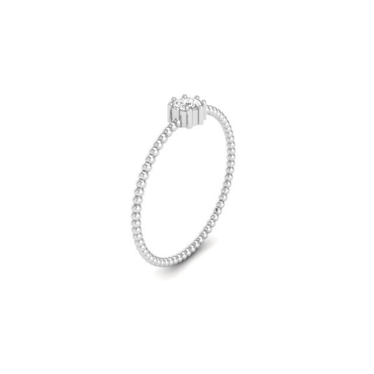 Minimalist Moissanite Solitaire Beaded Band Ring, 14k Gold Plated Dainty Promise Ring for Her, Handmade Jewelry Gift