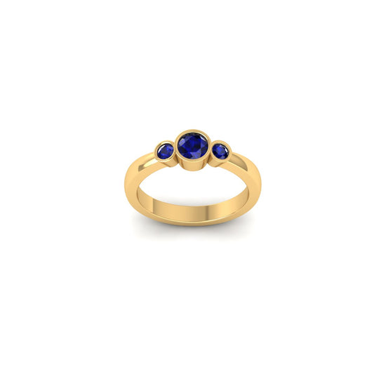 0.45CT Round Blue Sapphire Bezel Set Promise Ring