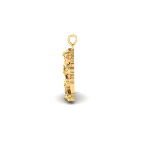 Seated Lord Hanuman Gold Pendant Necklace