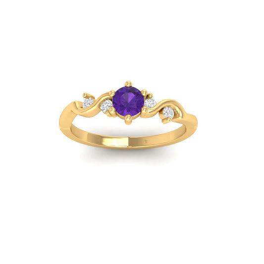 True Elegant 1.0CT Amethyst Promise Ring 14k Gold Over Sterling Silver