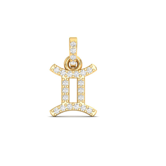 Gemini Zodiac Necklace – Horoscope Pendant in 18K Yellow Gold Over Sterling Silver