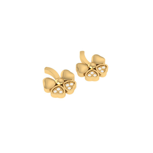 Diamond Butterfly Bow Stud Earrings – 18K Yellow Gold Over Sterling Silver