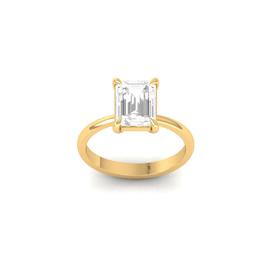 Emerald Cut Solitaire Ring for Women – Minimalist Engagement Ring – Classic Gold Ring – Modern Proposal Ring – Gift for Her