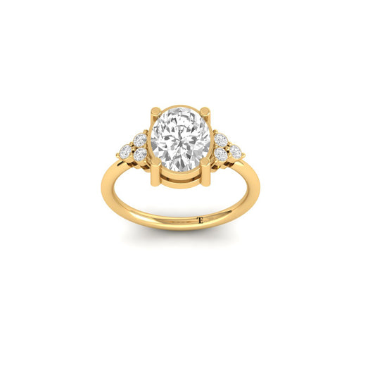 Oval Cut Diamond Engagement Ring in 10KT Yellow Gold – Classic 3 Stone Bridal Ring for Women