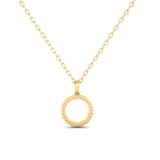 Round Cut Diamond Open Circle Pendant in 18K Yellow Gold Over Sterling Silver