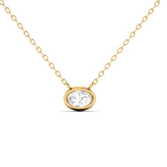 0.69CT Oval Cut Diamond Bezel Set Pendant in 18K Yellow Gold Over Sterling Silver