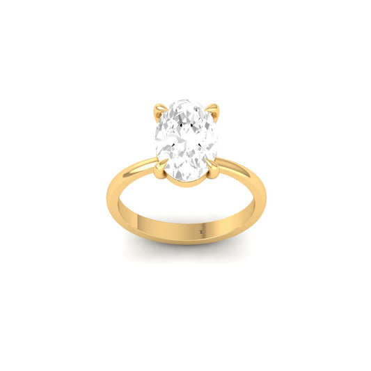 Oval Solitaire Engagement Ring for Women – Elegant Classic Gold Band Ring – Proposal Promise Ring – Dainty Jewelry Gift