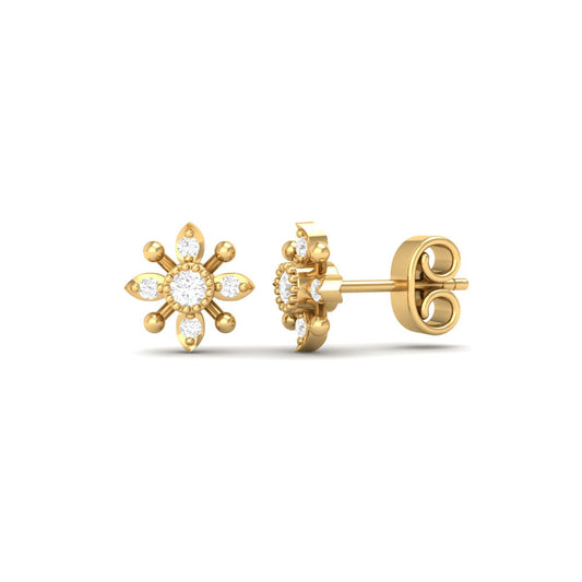 True Elegant Moissanite Floral Stud Earrings 18kt Gold Over Sterling Silver