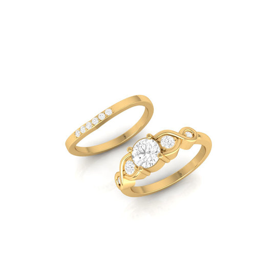 Infinity Design Round Cut Wedding Ring Set | Two Tone Gold Over 925 Silver | True Elegant Bridal Jewelry