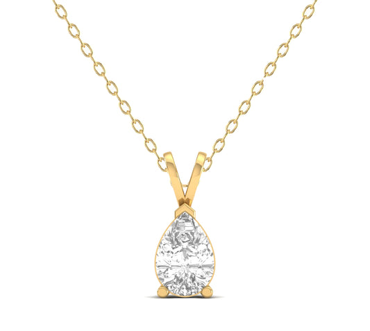 0.79CT Pear Cut Diamond Teardrop Shape Pendant for Women in 18K Yellow Gold Over Sterling Silver