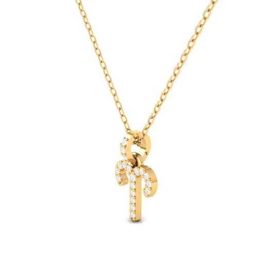Aries Zodiac Diamond Pendant Necklace for Women – 18K Yellow Gold Over Sterling Silver