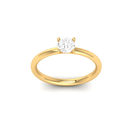 Classic Round Cut Moissanite Solitaire Ring | 18K Yellow Gold Over Sterling Silver | Minimalist Engagement Promise Ring