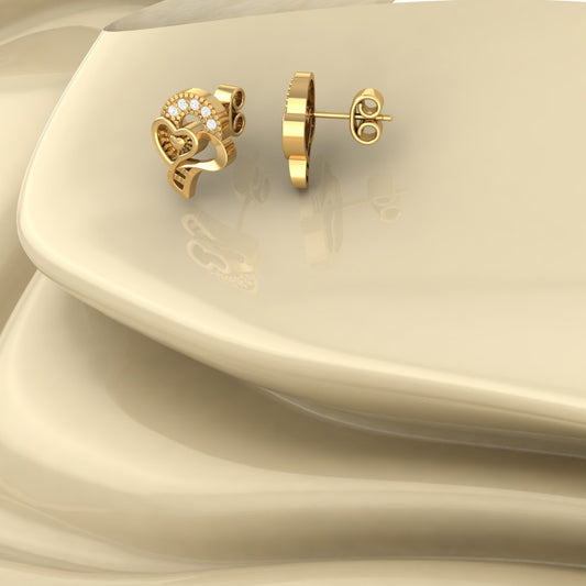 Romantic Heart Swirl Stud Earrings – 18K Yellow Gold Over Sterling Silver