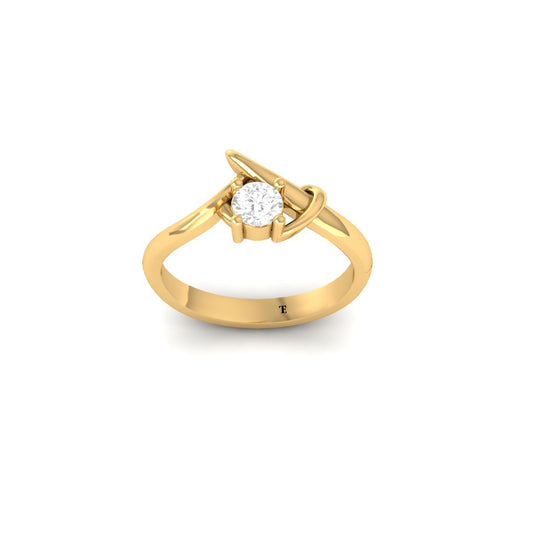 Heart Bypass Solitaire Ring for Women | 18K Gold Over Sterling Silver | Modern Love-Inspired Design by True Elegant