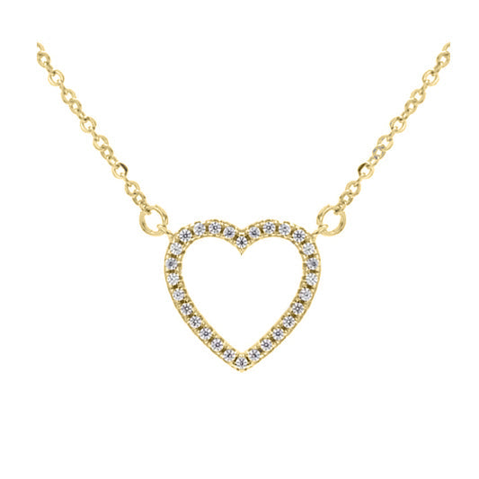 Dainty Moissanite Open Heart Pendant Necklace With 18 Inch Cable Chain