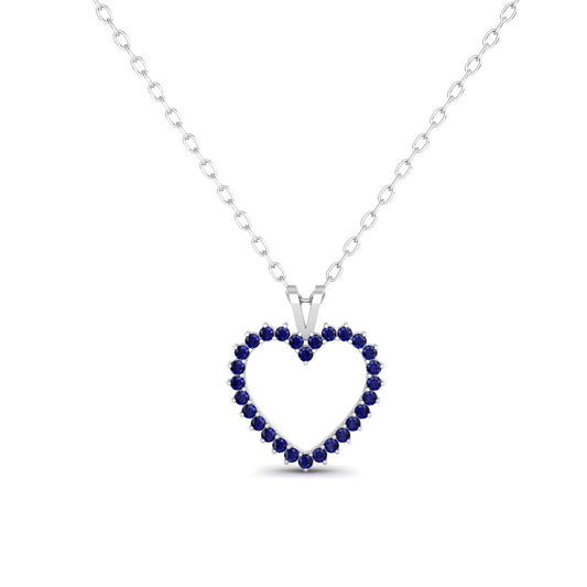 1.0CT Sapphire Open Heart Dainty  Pendant In 18kt Gold Over Sterling Silver