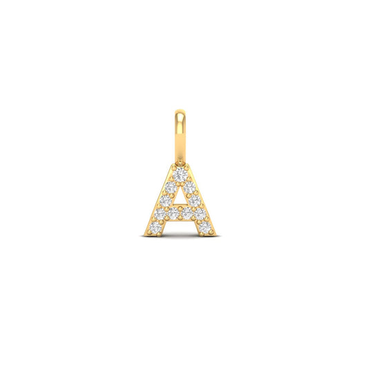 “A” Letter Initial Pendant Round Cut Diamond Necklace for Her in 18K Yellow Gold Over Sterling Silver