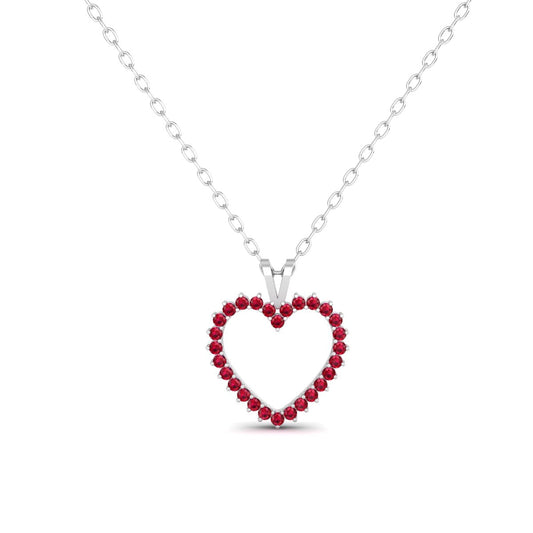 1.0CT Garnet Open Heart Dainty  Pendant In 18kt Gold Over Sterling Silver