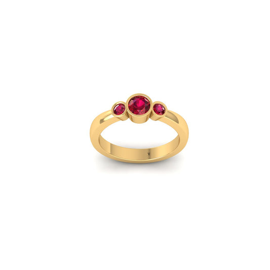 True Elegant 0.50 Ct Three Stone Red Ruby Engagement Wedding Ring 14K Yellow Gold Plated