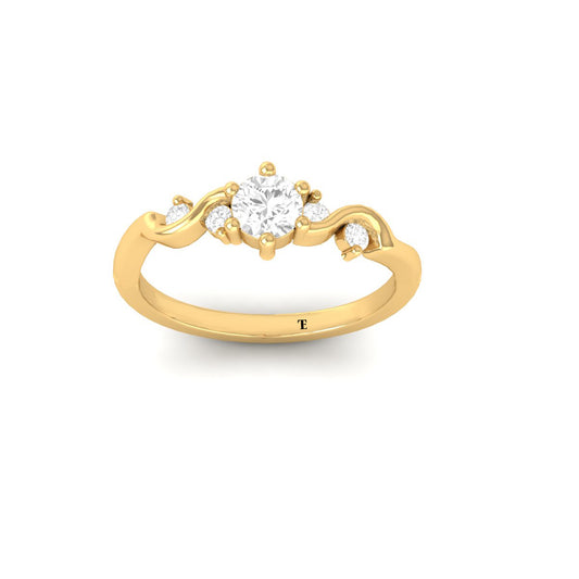 Curved Vine-Inspired Engagement Ring for Women