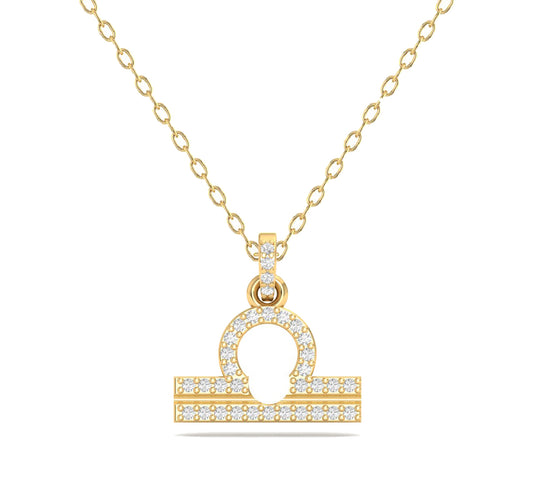 Libra Zodiac Necklace – Astrological Pendant Birthday Gift in 18K Yellow Gold Over Sterling Silver