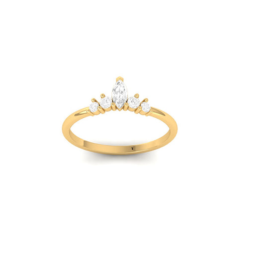 Marquise Moissanite Tiara Ring | 18K Yellow Gold Over Sterling Silver | Dainty Crown Ring for Women
