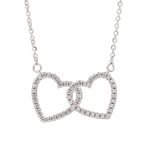 True Elegant 1.0CT Moissanite Double Attached Heart Pendant Necklace