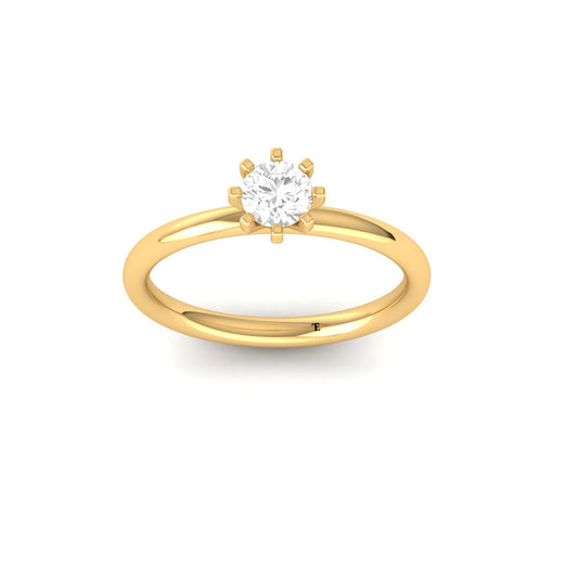 6-Prong Moissanite Solitaire Engagement Ring | 18K Yellow Gold Over Sterling Silver | Classic Round Cut Promise Ring for Her