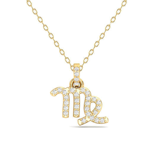 Virgo Zodiac Diamond Pendant Necklace for Women in 18K Yellow Gold Over Sterling Silver