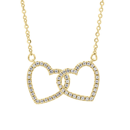 True Elegant 1.0CT Moissanite Double Attached Heart Pendant Necklace