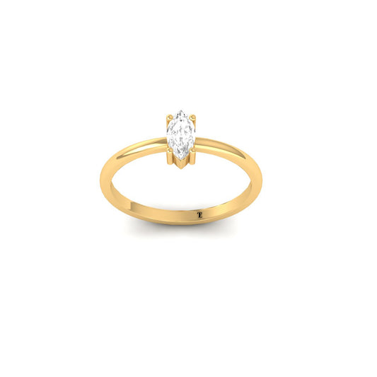 Marquise Cut Solitaire Diamond Ring for Women in 18K Yellow Gold Over Sterling Silver – Minimalist Promise Ring