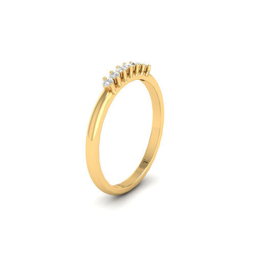 Moissanite Seven Stone Band Ring | 18K Yellow Gold Over Sterling Silver | Dainty Minimalist Stacking Ring for Women