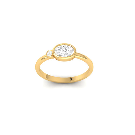 Modern Moissanite Double Bezel Ring | 18K Gold Over Sterling Silver | Dainty Solitaire Promise Ring for Her